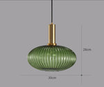 suspension lumineuse moderne vert rayures opacité câble noir chambre salon étude principal