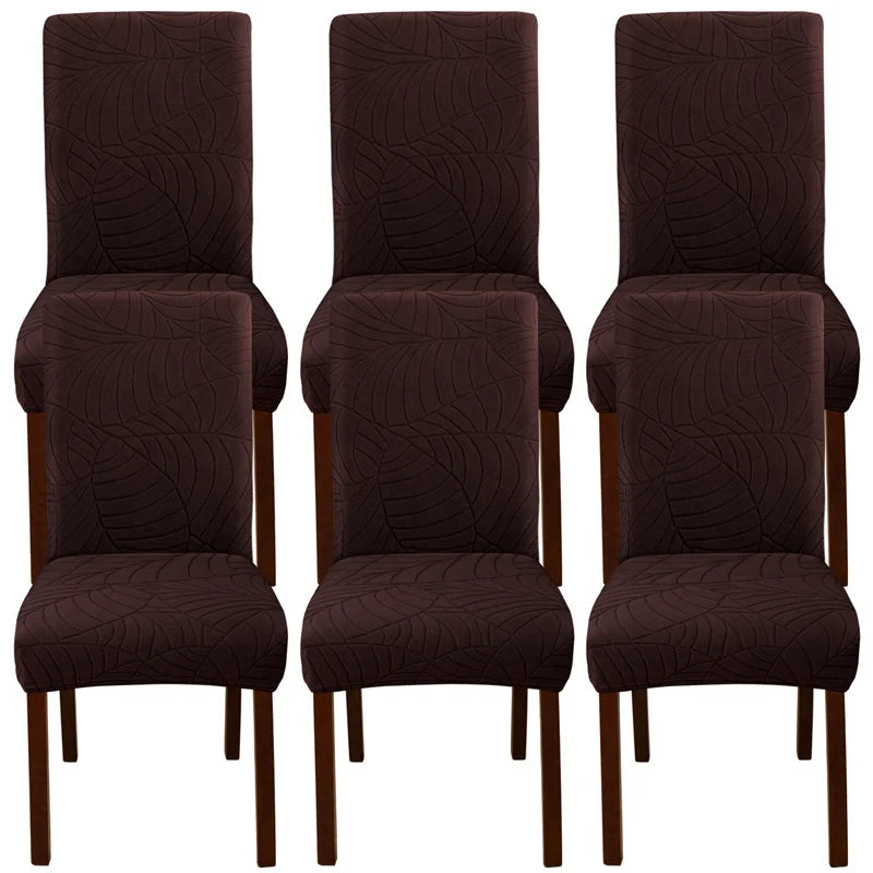 housse chaise velours motif feuilles extensible élastique fauteuil salle manger moderne