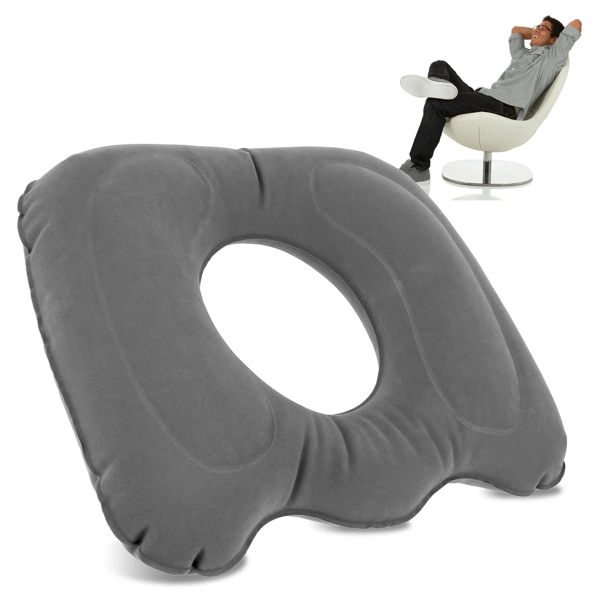 coussin voyage gris velours confortable rectangulaire amovible lavable siège adulte