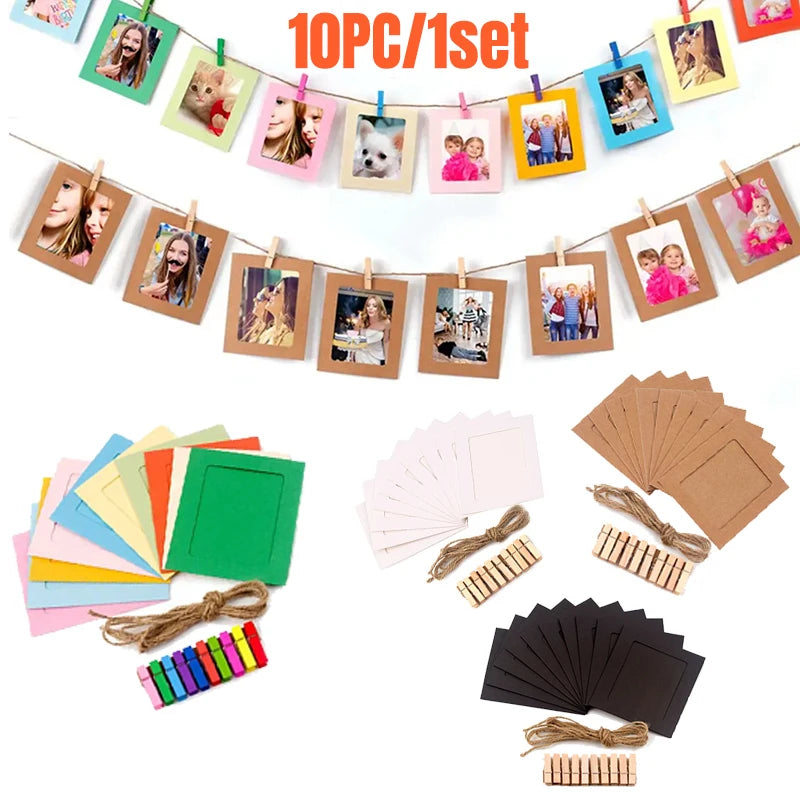 cadres photo bohèmes papier colorés pinces corde jute scrapbooking décoration maison festive