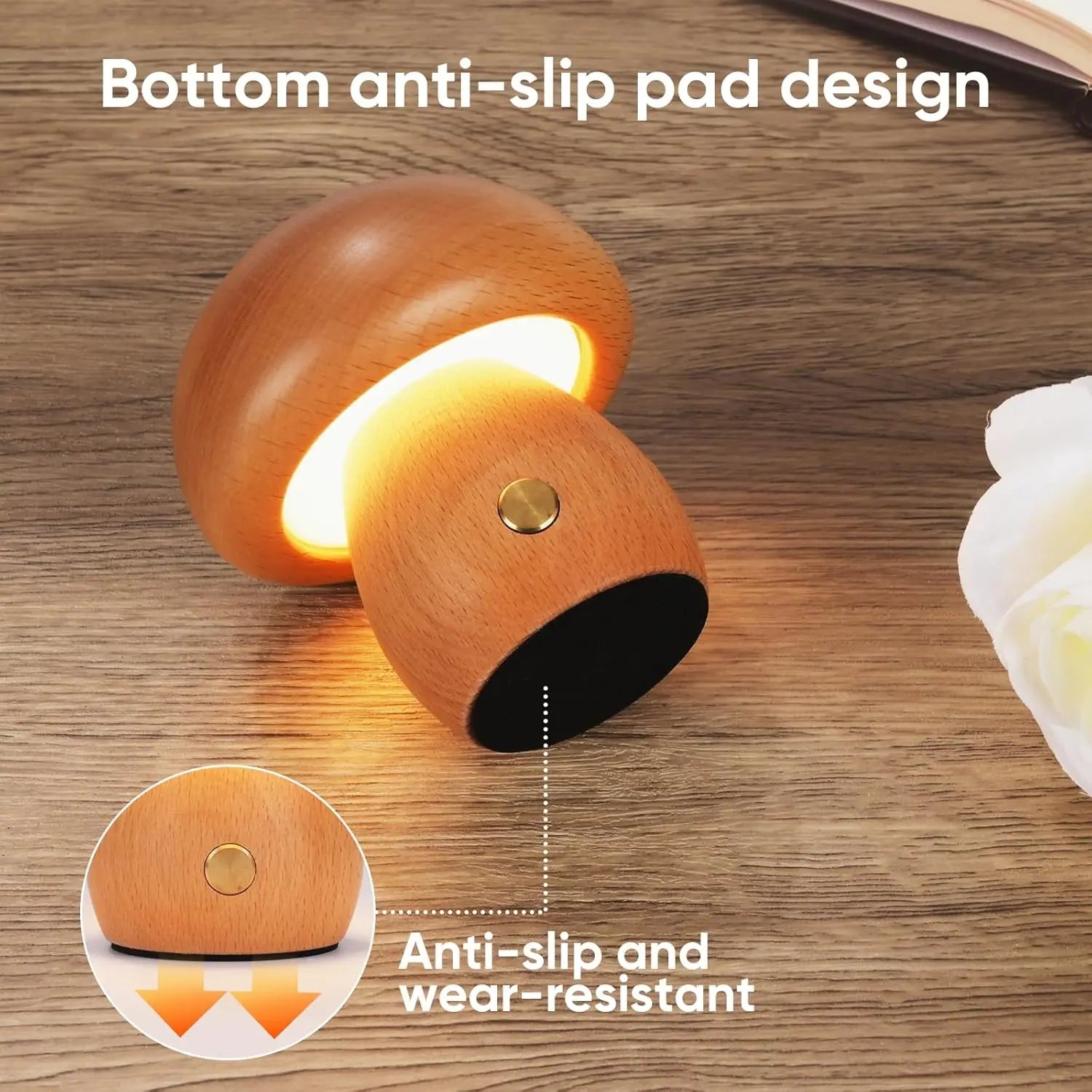 Lampe champignon sans fil allumée - veilleuse chambre