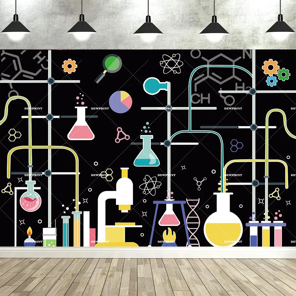 toile fond scientifique illustrations mathématiques chimie géométrie physique noire polyester grande taille