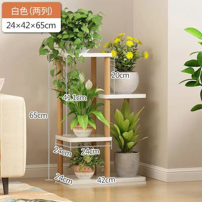 étagère fleurs bois naturel moderne minimaliste plusieurs niveaux balcon intérieur