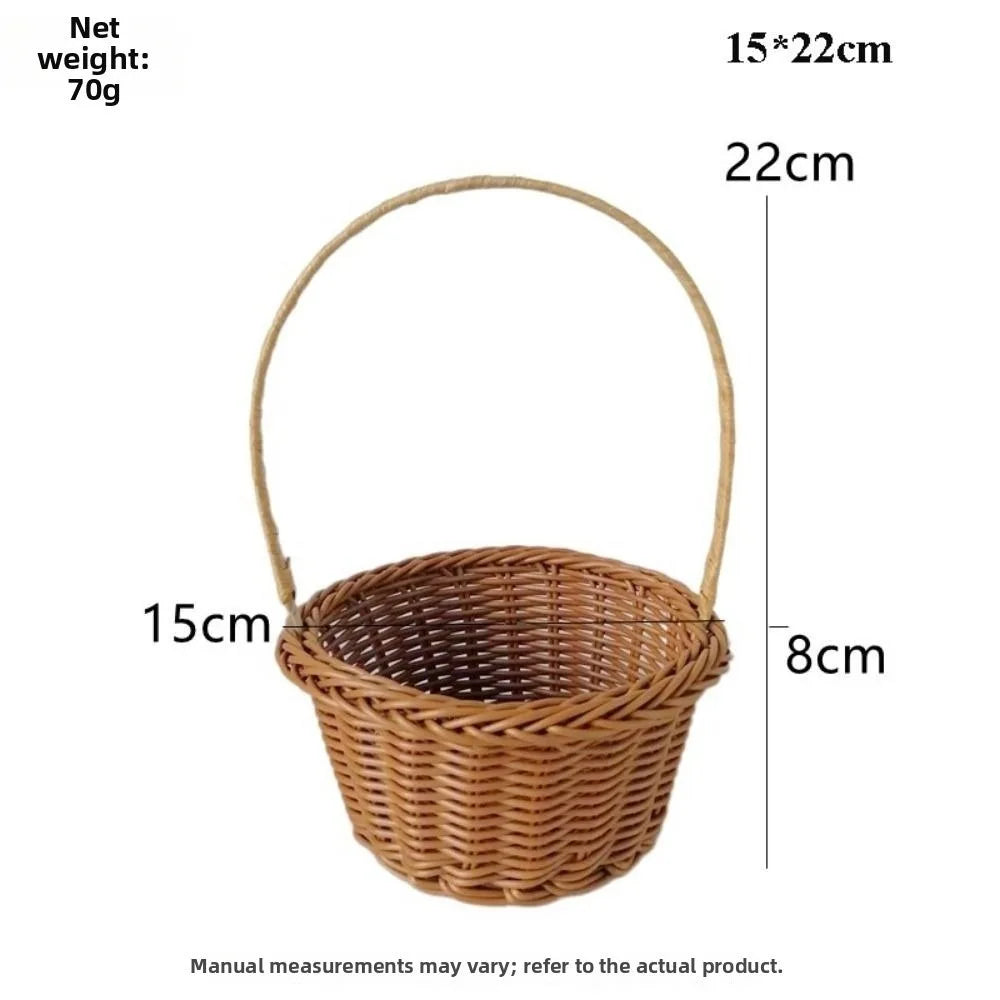 panier tressé marron clair poignée utilisation multiple réutilisable traditionnel maison fleurs rangement