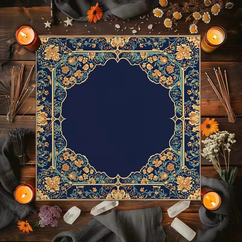 tapis table floral motif persan antidérapant lavable jeu mahjong tarot salon maison