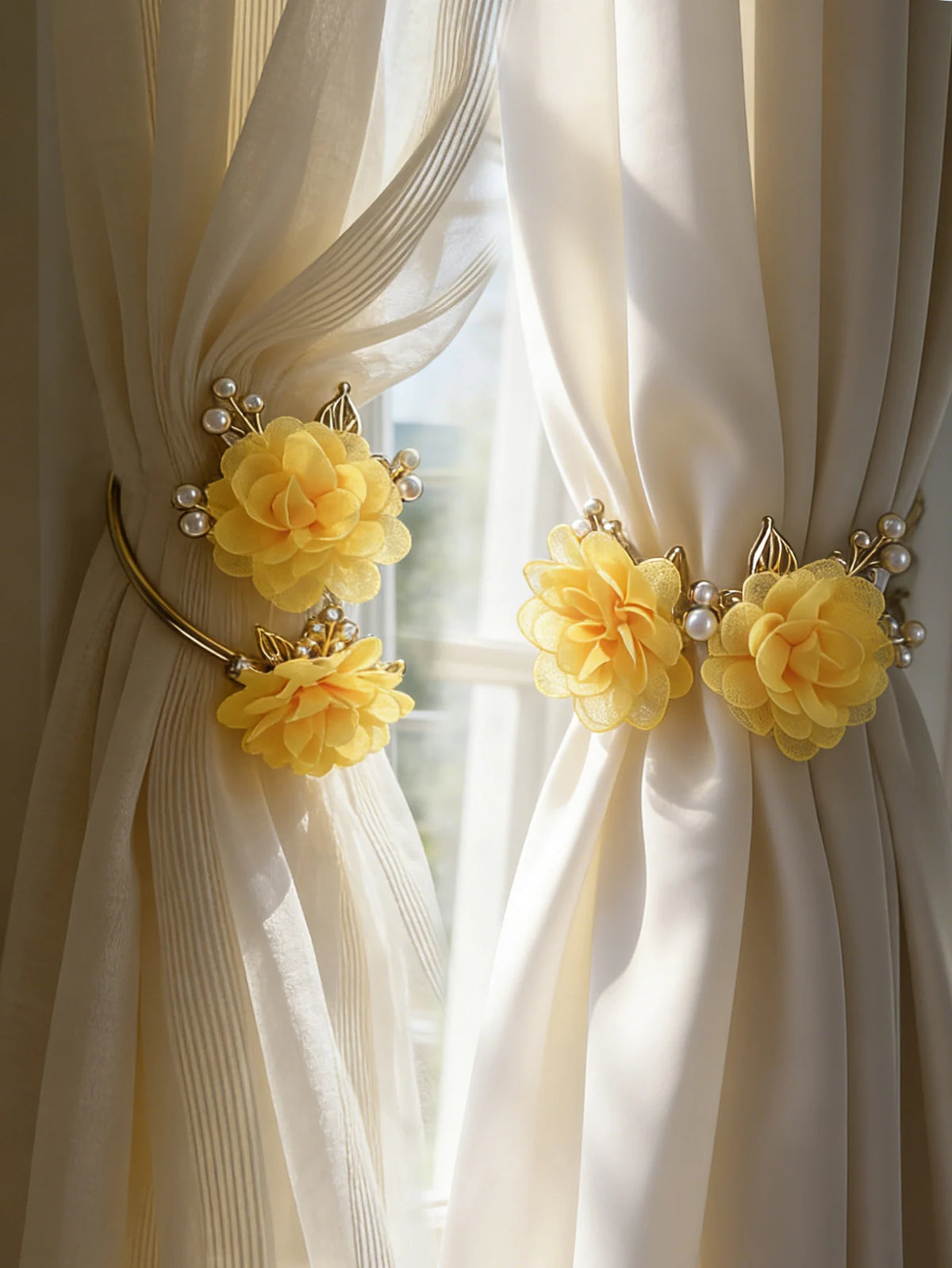 rideaux polonais moderne anneaux métal doré fleurs élégants accessoires fenêtres