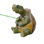 statue tortue pêche résine détaillée marron vert jaune décorative extérieure intérieure ornement jardin maison