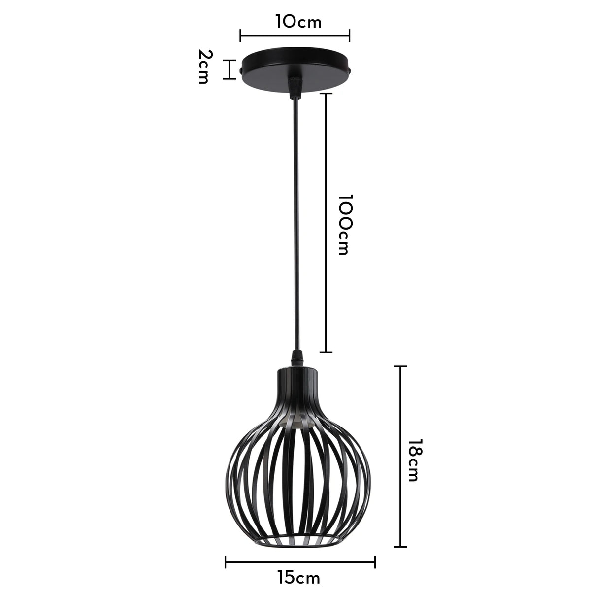 Suspension lumineuse industrielle moderne métal noir blanc abat jour rond grillagé