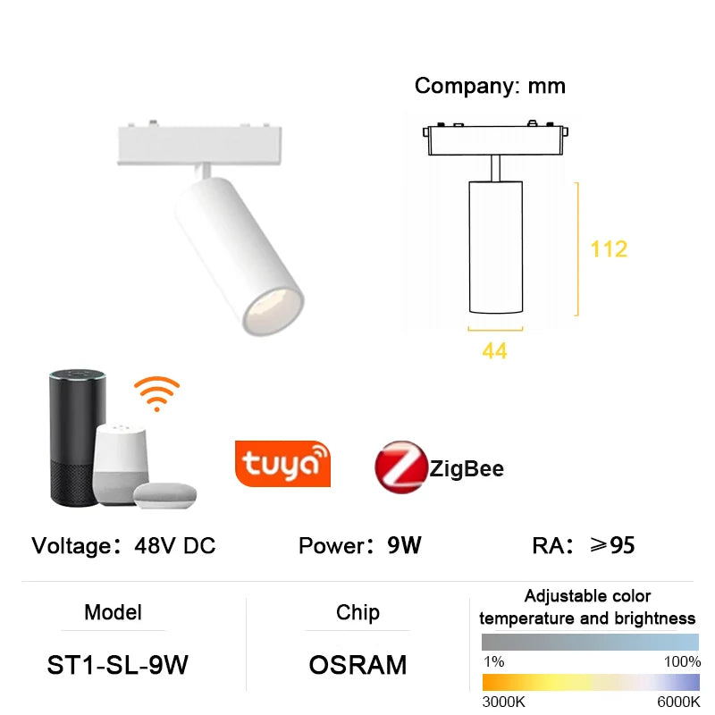 luminaire led rail magnétique blanc moderne système éclairage intérieur mince aluminium fixation aimant maison