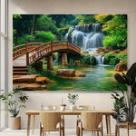 toile d'art paysagère cascade pont naturelle verte anniversaire mariage décoration événement familial festive