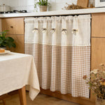 rideau vintage rustique carreaux beige dentelle opacité cuisine decoration