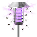 lampe anti moustiques solaire led noir argenté moderne panneau solaire grille métallique interrupteur étanche