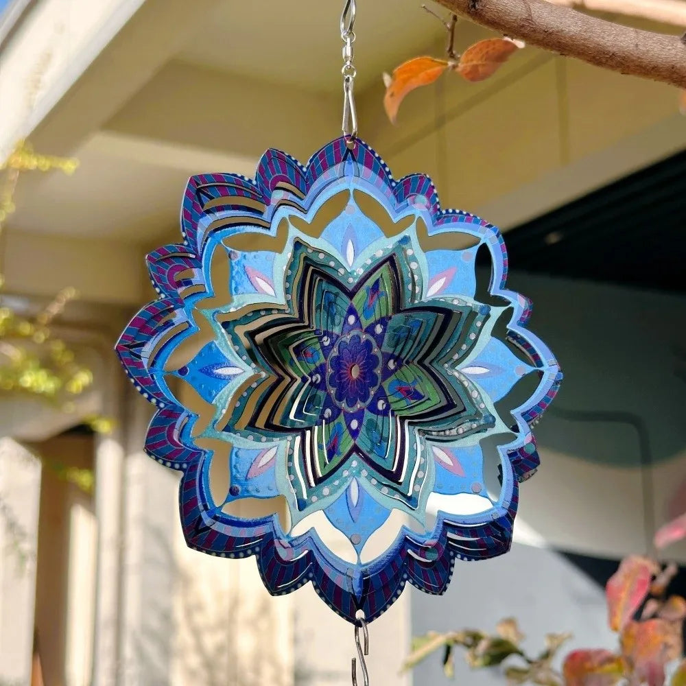 décoration murale artisanale mandala fleurs géométriques anneaux métalliques chaines vibrant