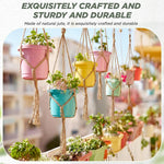 supports plante suspendue macramé boho tissé beige blanc pot fleurs chaines jardins