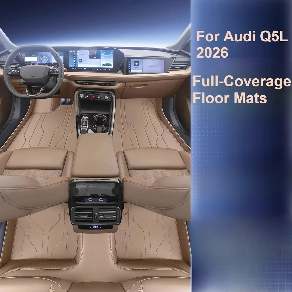 tapis sol voiture beige rayures horizontales moderne imperméable résistant cuir artificiel fibre synthétique polyuréthane
