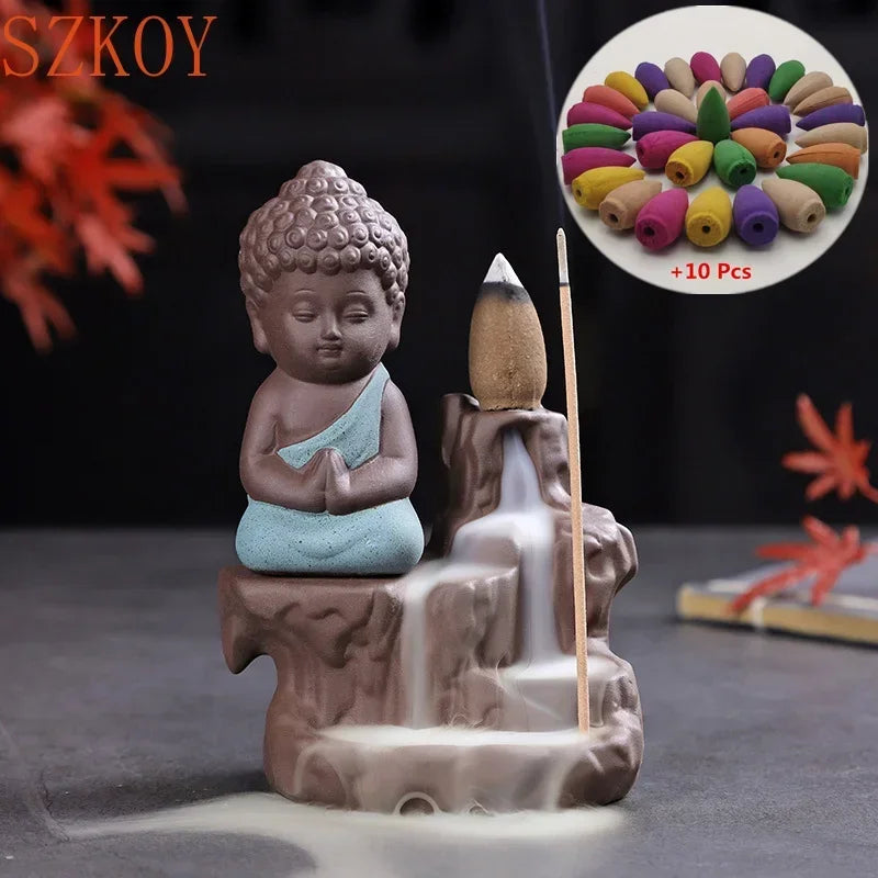 diffuseur d'encens artisanal opalescent motifs naturels 10 cônes colorées salon zen