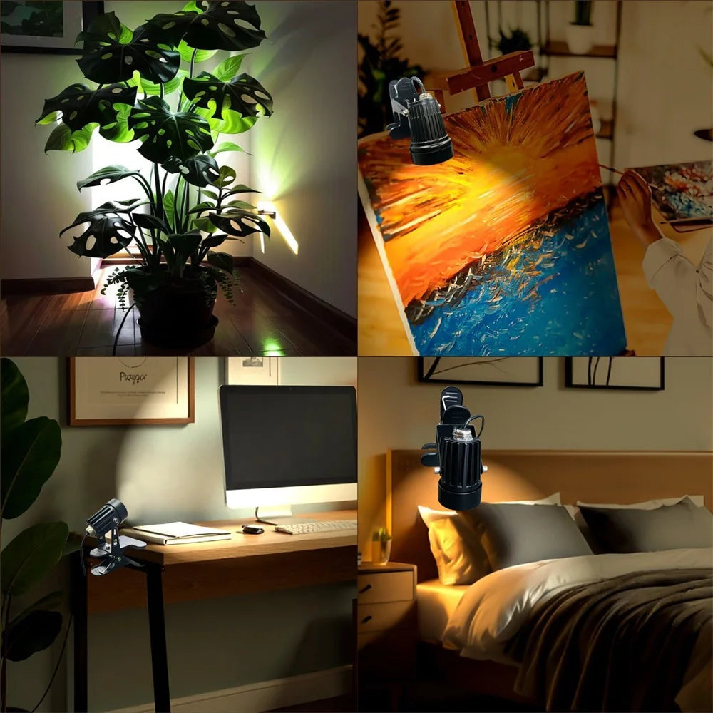 lampe sol led pinces réglable moderne noir clip intégré lumière table chambre atelier
