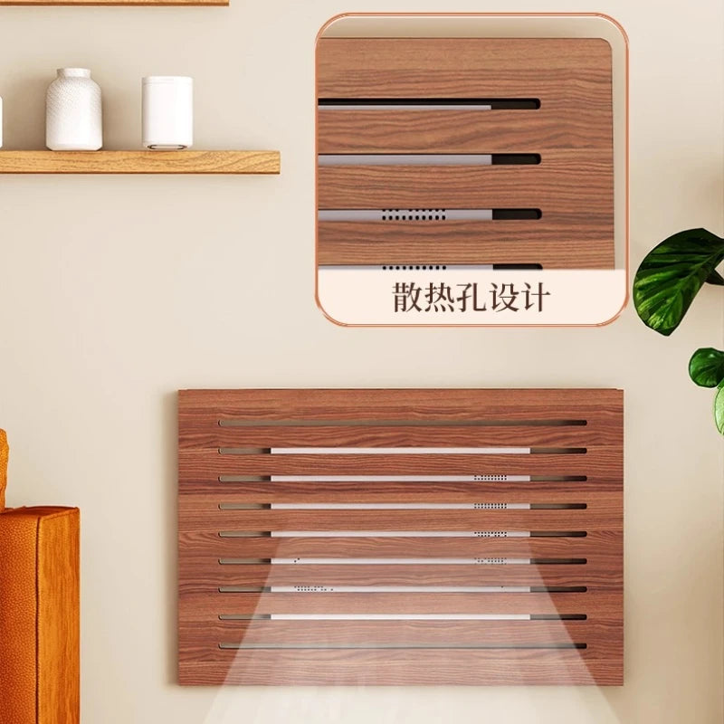 radiateur mural bois naturel moderne rayures horizontales salon appartement chic