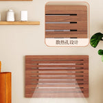 radiateur mural bois naturel moderne rayures horizontales salon appartement chic