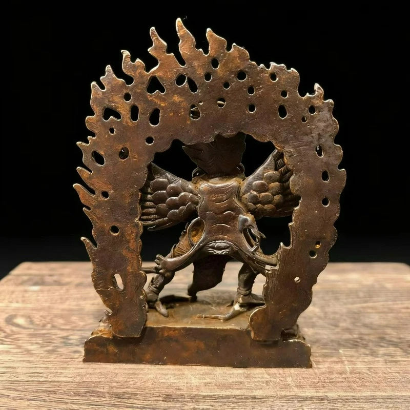 statue tibétaine bronze bouddhiste décoration maison 10cm hauteurs motifs floraux detalles artisanat
