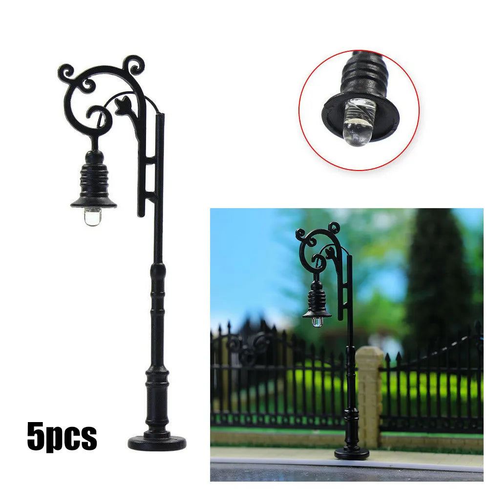 lampadaires miniatures vintage ornementés led noir abat jour transparent pièces