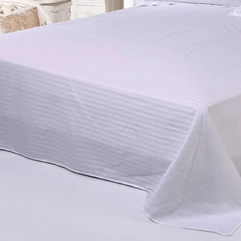 drap plat coton blanc rayures fines maison classique opacité 120x160cm 160x230cm