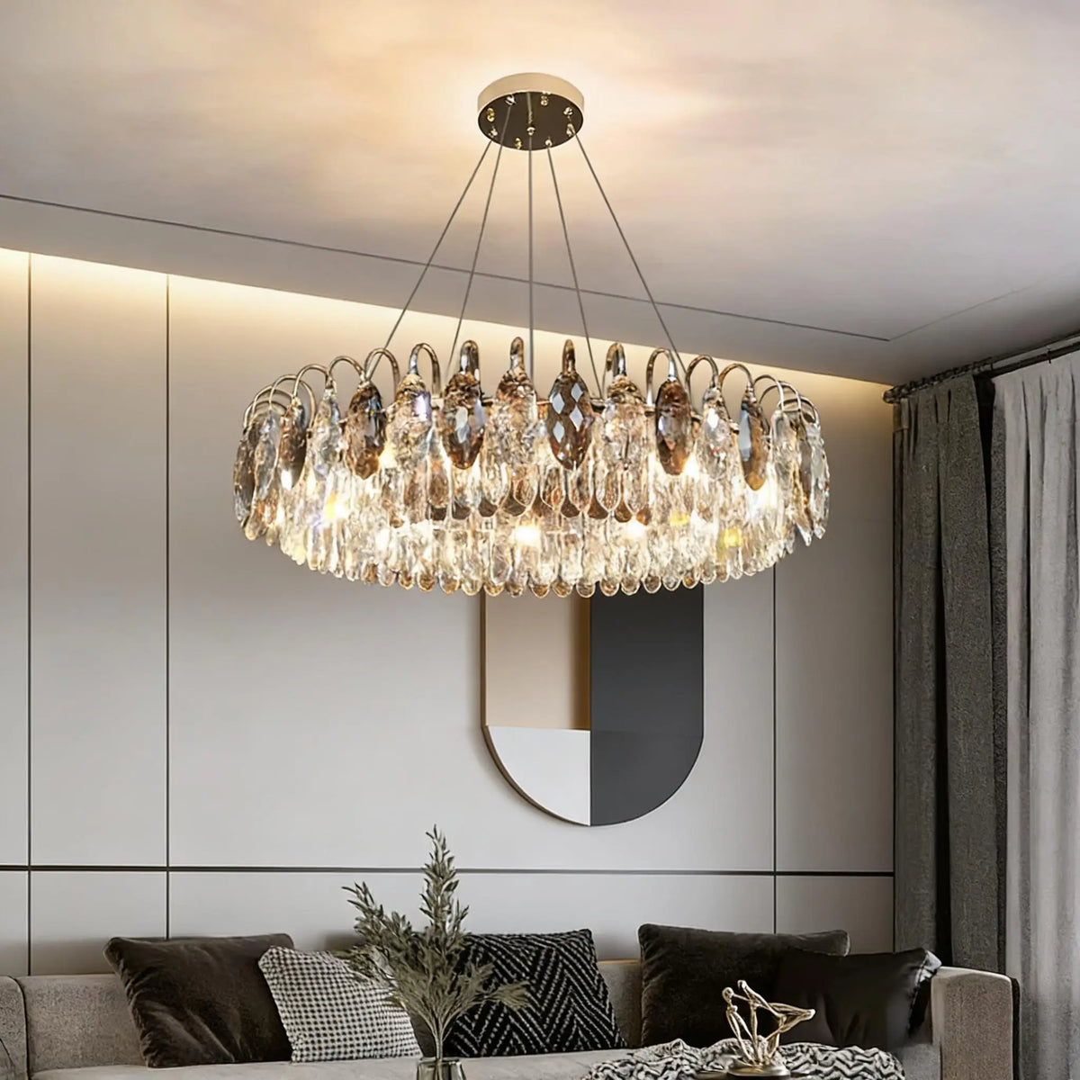 lustre moderne doré cristal transparent élégantes led salon chambre