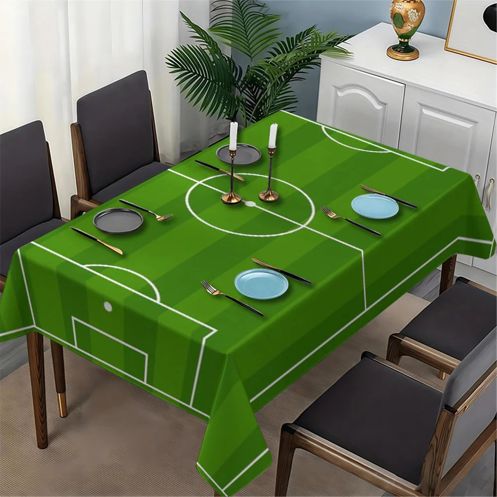 nappe table rectangulaire rayée vert foncé moderne terrain football clips grande dimension cuisine maison