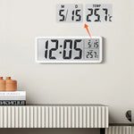 horloge murale digitale affichage température date moderne minimaliste salon