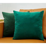 housse coussin carrée velours uni canapé salon décoration maison moderne