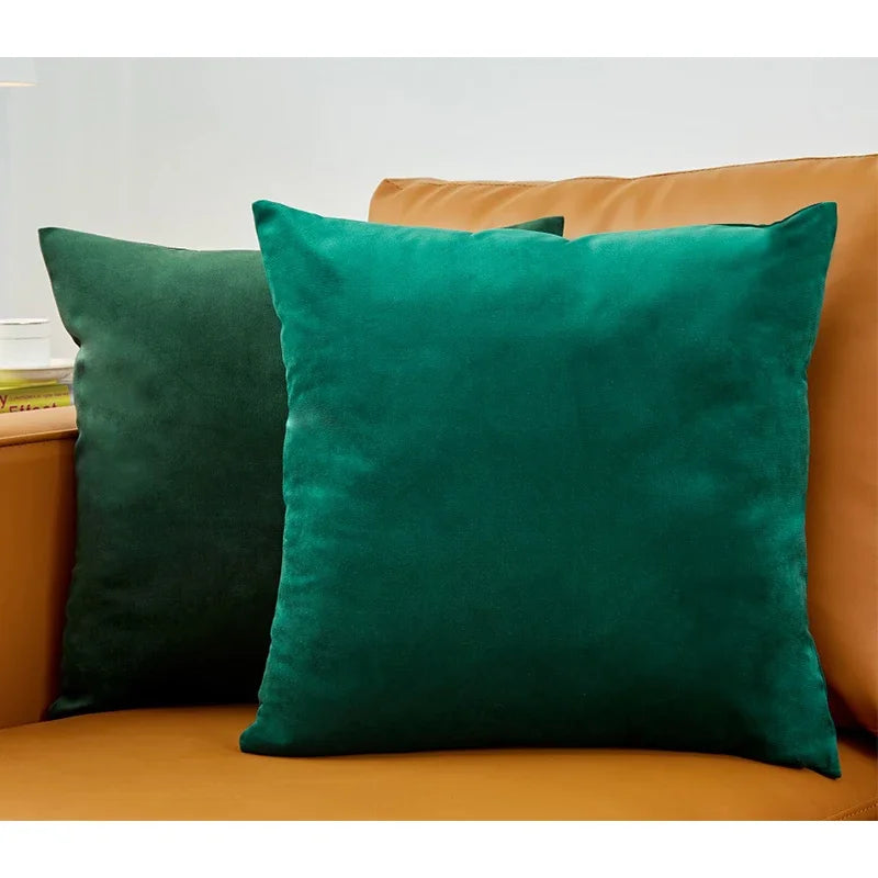 housse coussin carrée velours uni canapé salon décoration maison moderne