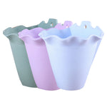 cache pot moderne fleurs artificielles texture cuir vert pastel rose orangé bleu crochets métalliquesintérieurextérieurdecoratifplastiquebeige