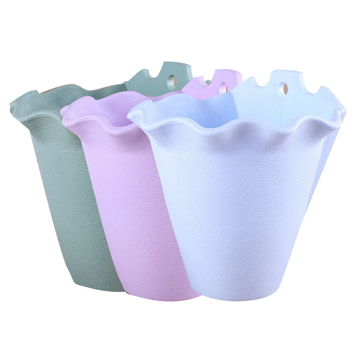 cache pot moderne fleurs artificielles texture cuir vert pastel rose orangé bleu crochets métalliquesintérieurextérieurdecoratifplastiquebeige