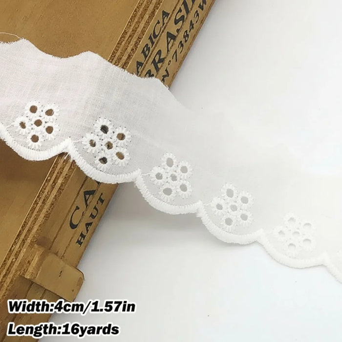 ruban dentelle blanche motif floral bordure 16 yards coton classique erotique deco mariage artisanal