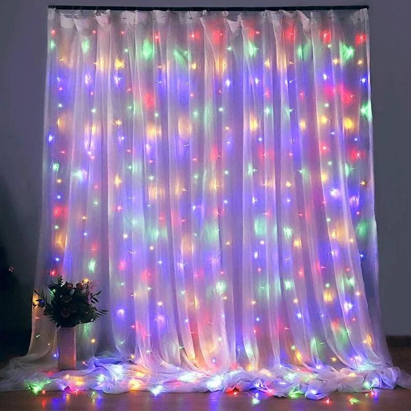 rideau lumineux led multicolore moderne télécommande usb 5v 300cm blanc beige