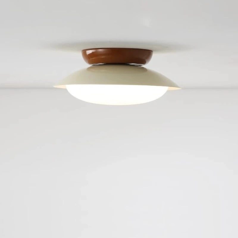 luminaire led moderne vert olive marron blanc crème minimaliste opaque fixé base métal éclairage