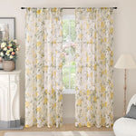 rideaux légers fleur rose jaune motifs floraux champêtre translucides salon chambre coucher