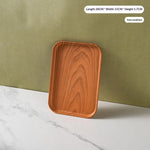 plateau service alimentaire plastique imitation bois moderne minimaliste marron clair foncé règle intégrée empilable