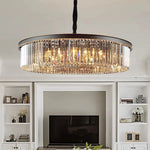suspension lumineuse moderne cristaux noir doré led élégante tringle chambre salon