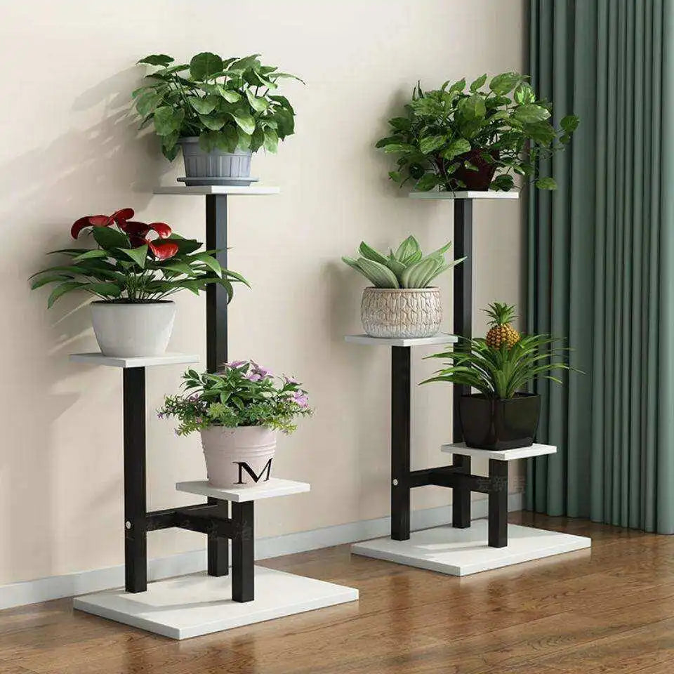 étagère plantes moderne blanc noir plateaux carrés structure simpleintérieurextérieur