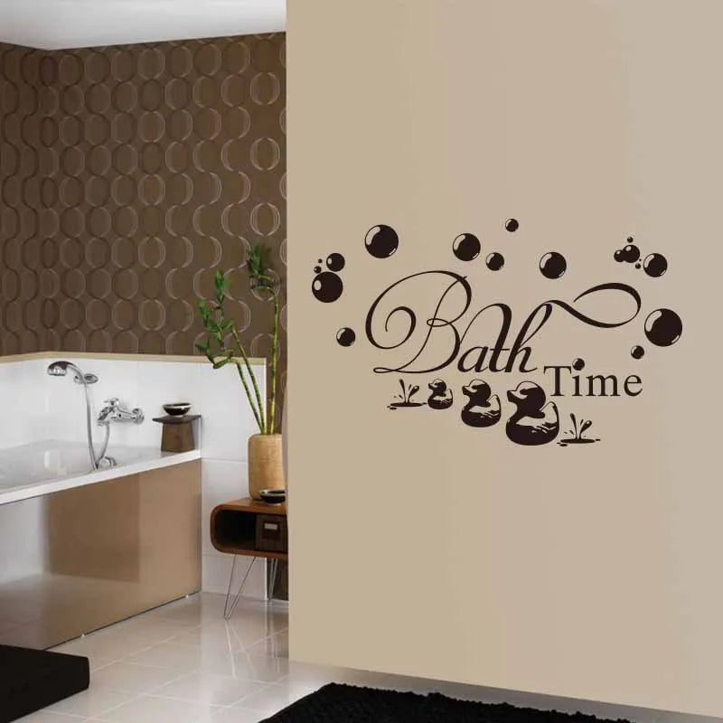 autocollant mural noir bath time bulles canards moderne décoration salle bain enfant 50x30cm pvc
