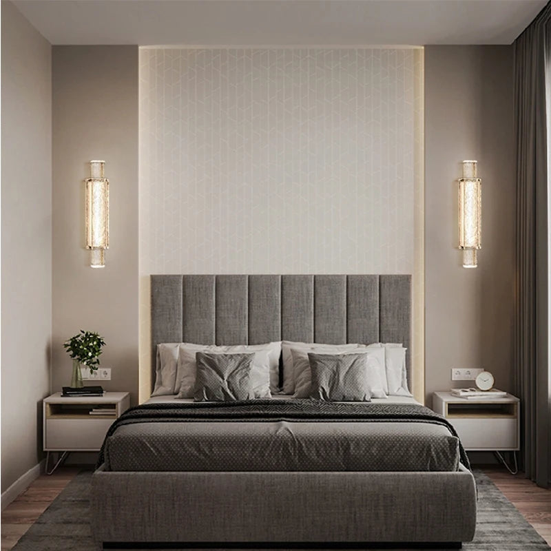 lampe murale moderne dorée transparente éclairage chambre salon led autonome flux lumineux élevé
