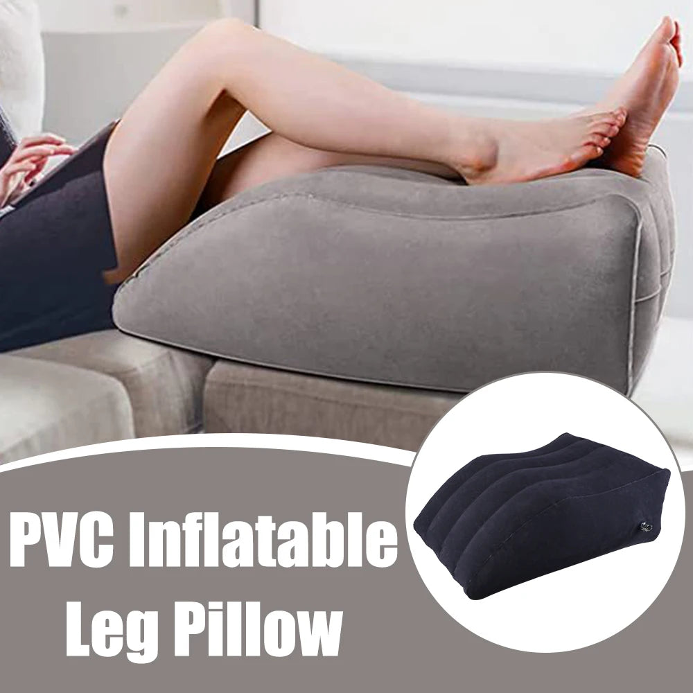 coussin gonflable velours gris confortable valve double literie jambes élévation PVC polyester coton
