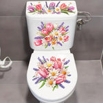 cache wc blanc feuilles tropicales fleurs adhésif décoration murale durable floral autoadhésif