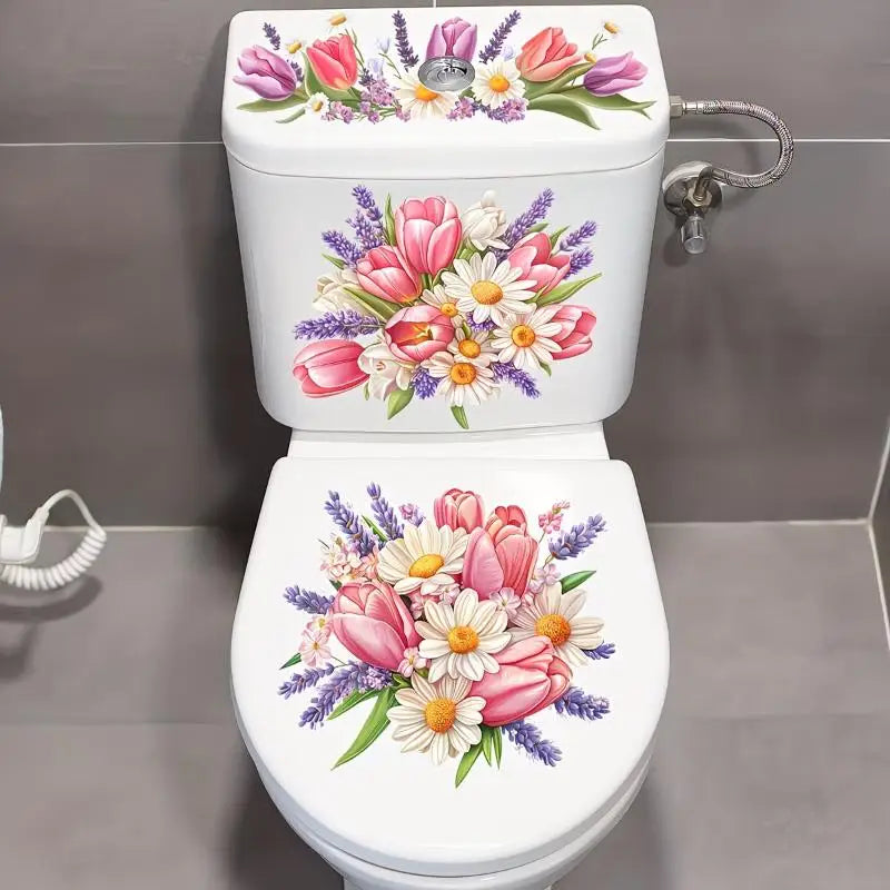 cache wc blanc feuilles tropicales fleurs adhésif décoration murale durable floral autoadhésif