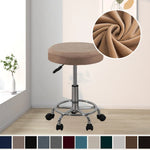 housse coussin tabouret rond velours beige moderne fixation protection siège fauteuil salon