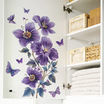 autocollants muraux papillons fleurs violets bleus dorés décoration intérieure réaliste chambre salon