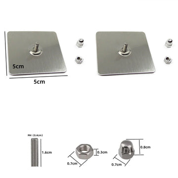 plaques métalliques argentées modernes 5cm 5cm vis écrous fixations murales sans adhésif