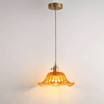 suspension lumineuse vintage transparente motifs floraux vert orange bleu
