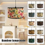abat jour vintage bambou imprimé floral boho chic décoration maison art déco